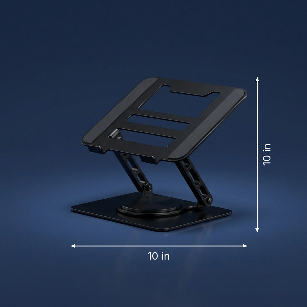 Axis - Rotating Adjustable Laptop Stand - 360 Degree Swivel Ergonomic Desk Riser dimension drawing