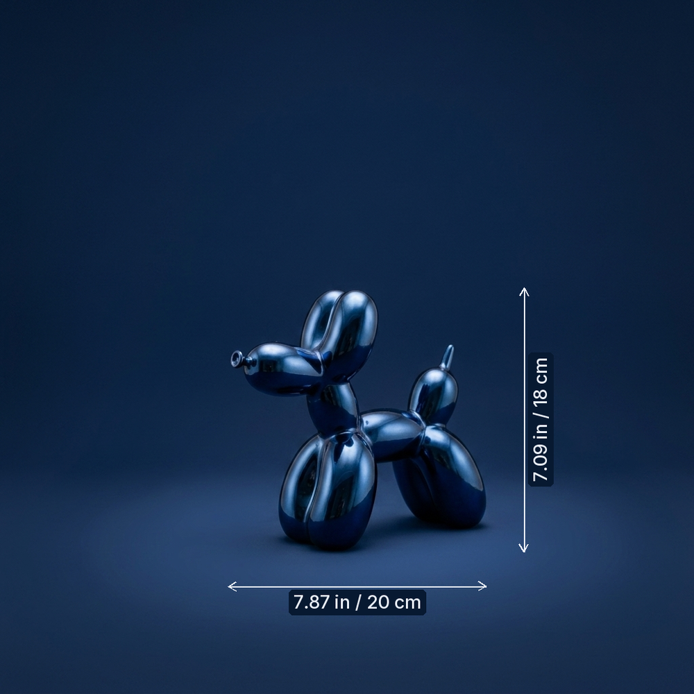 Balloon - Ceramic Balloon Dog Sculpture - Hand-Finished Designer Accent dimension drawing
