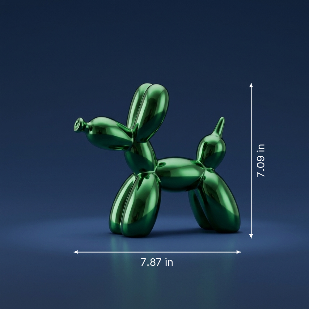 Balloon - Ceramic Balloon Dog Sculpture - Hand-Finished Designer Accent dimension drawing