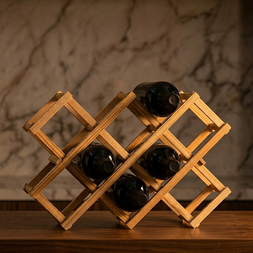 Cellar - Foldable Solid Wood Wine Rack - 10-Bottle