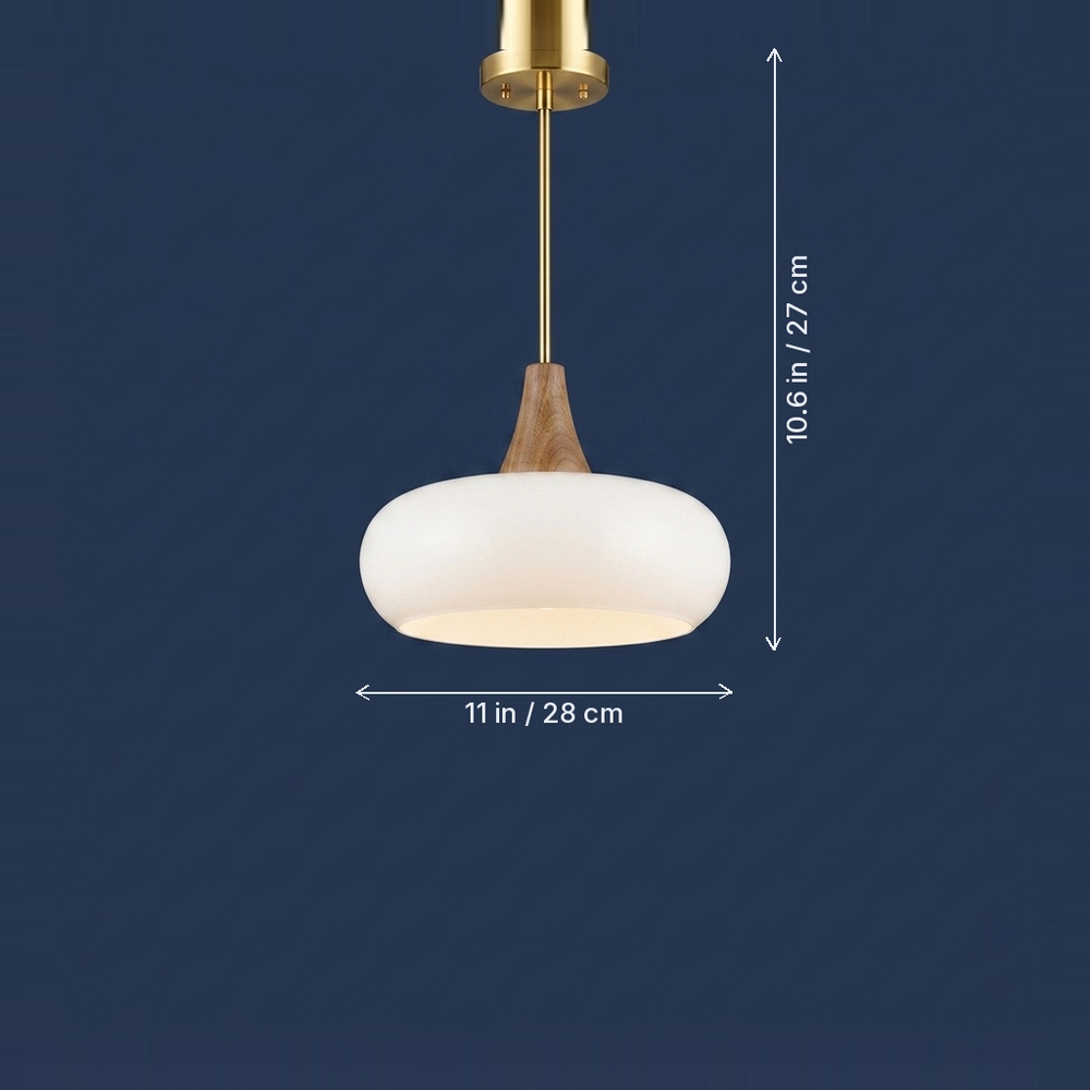 Grove - Scandinavian Wood Pendant Light - Minimalist Ceiling Fixture dimension drawing