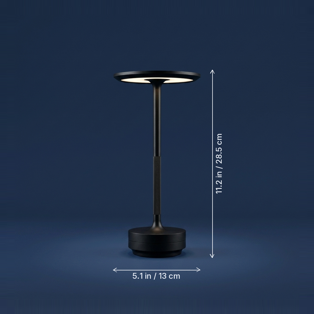 Halo - Cordless Table Lamp - Touch-Dim Aluminum dimension drawing