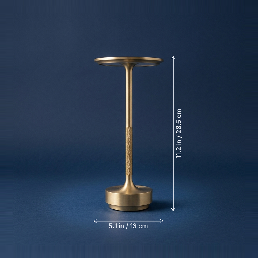 Halo - Cordless Table Lamp - Touch-Dim Aluminum dimension drawing