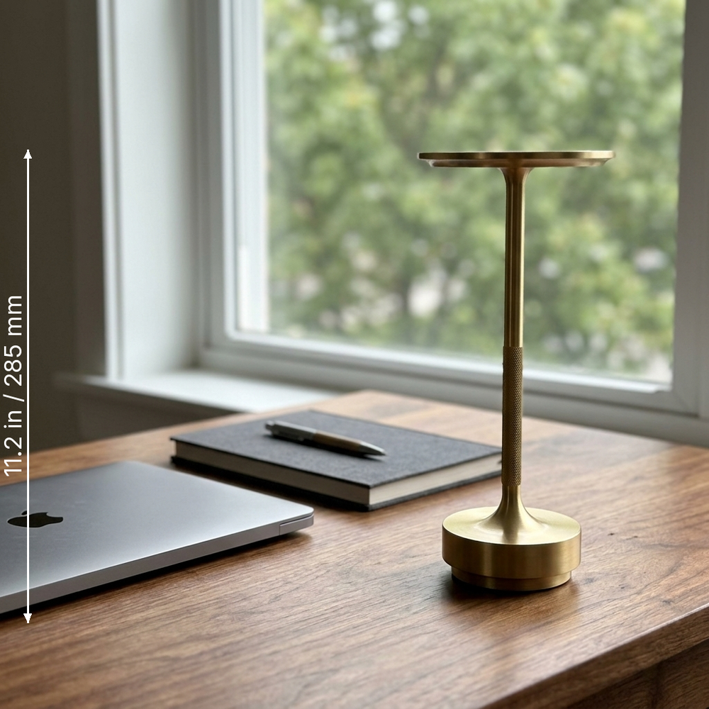 Halo - Cordless Table Lamp - Touch-Dim Aluminum dimension drawing