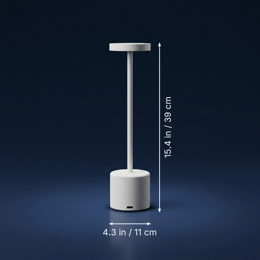 Lumen - Rechargeable LED Table Lamp - Minimalist Cordless Desk Light dimension drawing