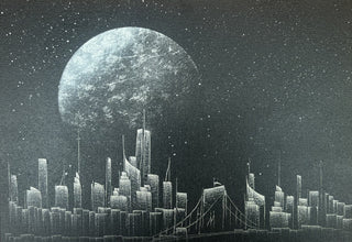Moonrise - Hand-Painted NYC Skyline Canvas