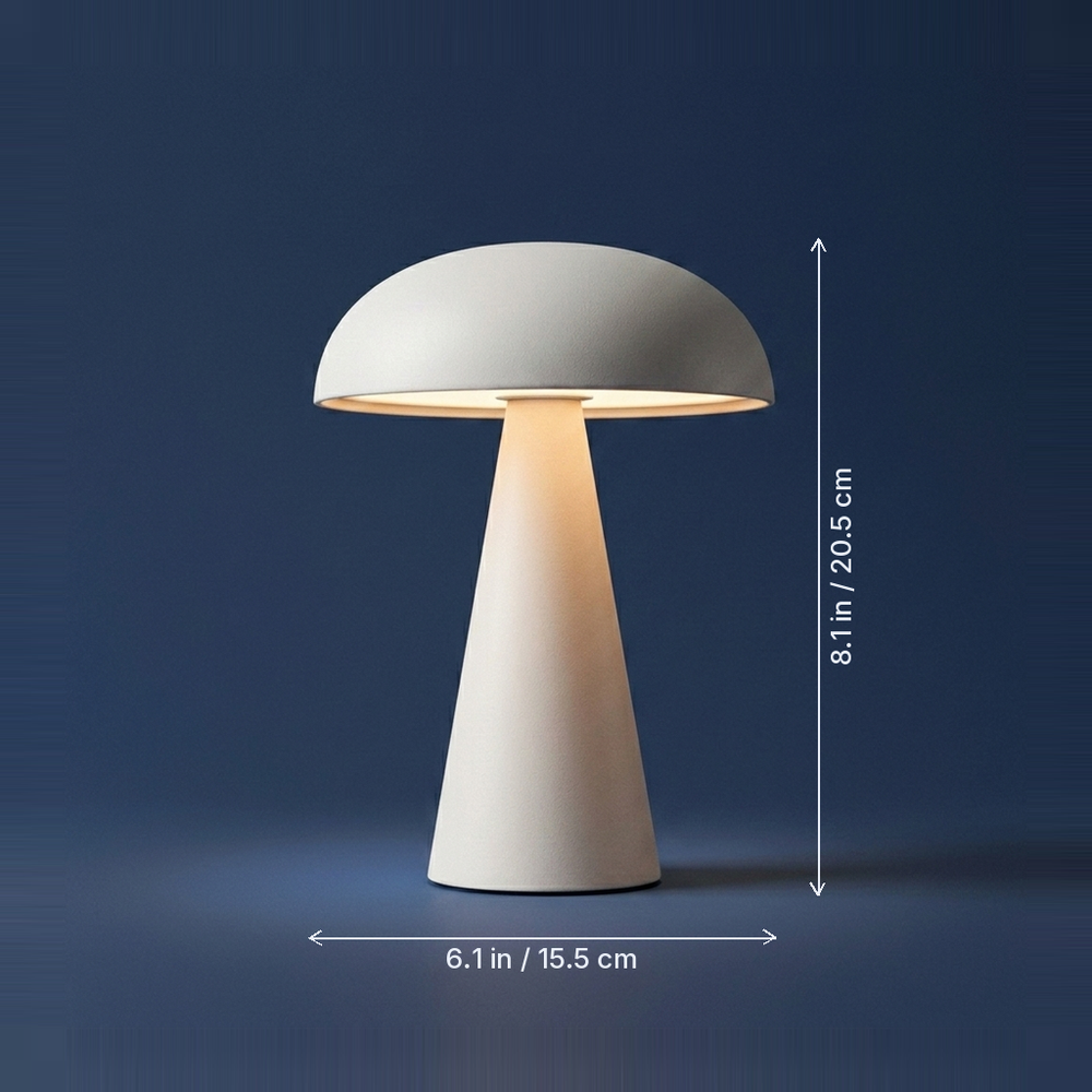 Morel - Cordless Mushroom Table Lamp - Touch-Dim Metal dimension drawing