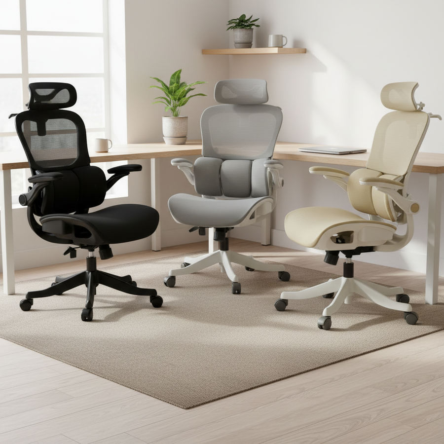 Papilio - Ergonomic Chair, all colorways in a workspace