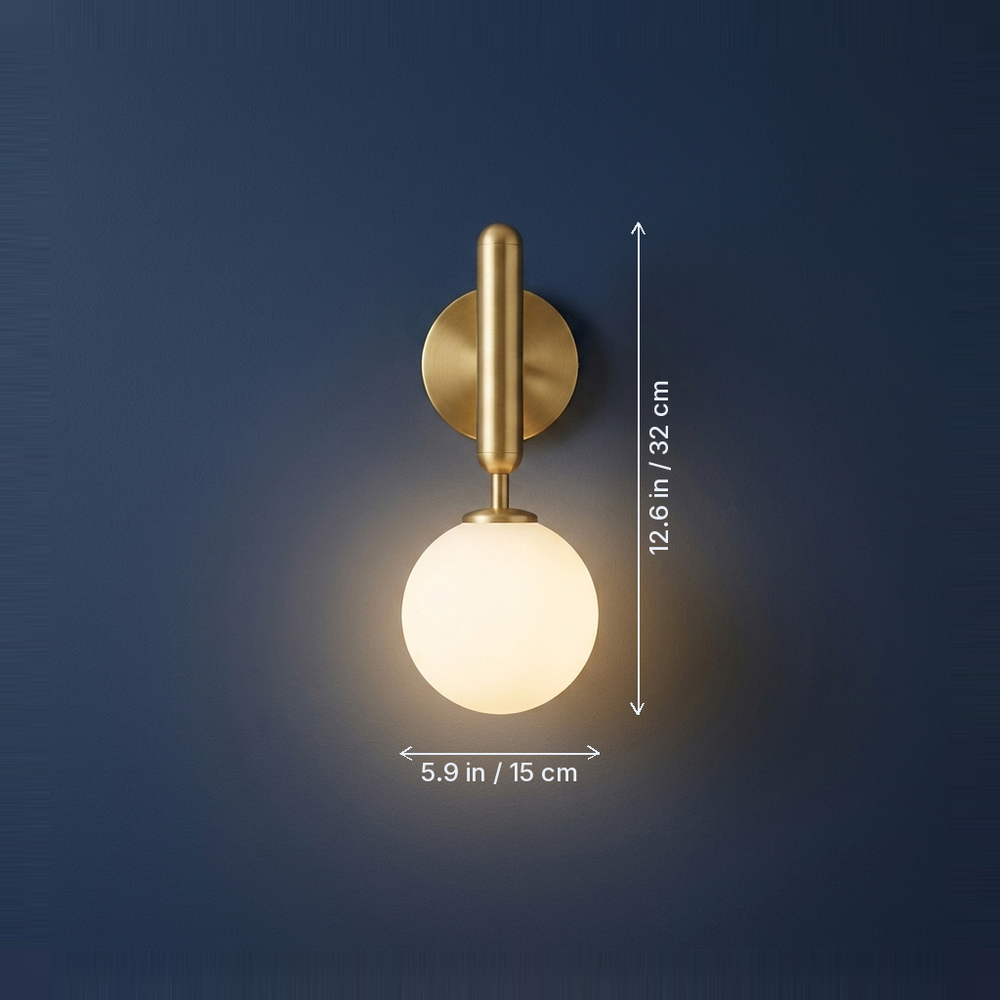 Pearl - Copper-Tone LED Wall Lamp - Three Light Modes dimension drawing