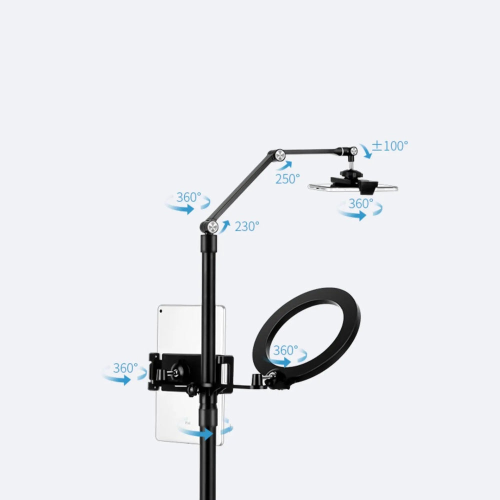 Rostrum - Multi-Device Live Broadcast Stand - Desktop Content Creation Mount dimension drawing