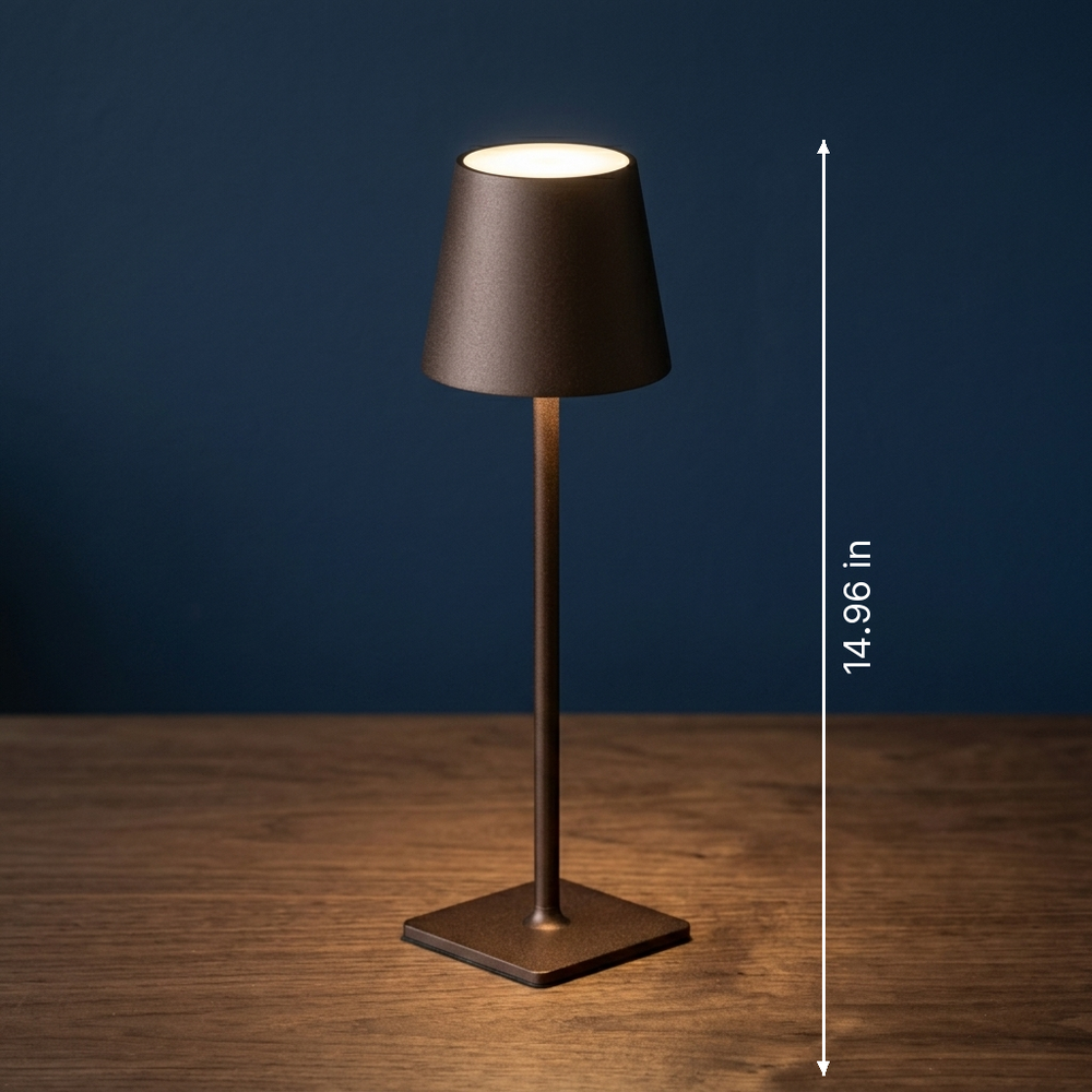 Sentinel - Tall Cordless Touch-Dim Lamp - Aluminum LED with Three-Tone Warmth dimension drawing