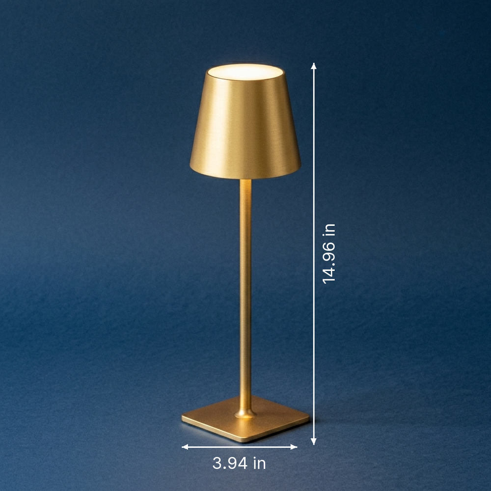 Sentinel - Tall Cordless Touch-Dim Lamp - Aluminum LED with Three-Tone Warmth dimension drawing