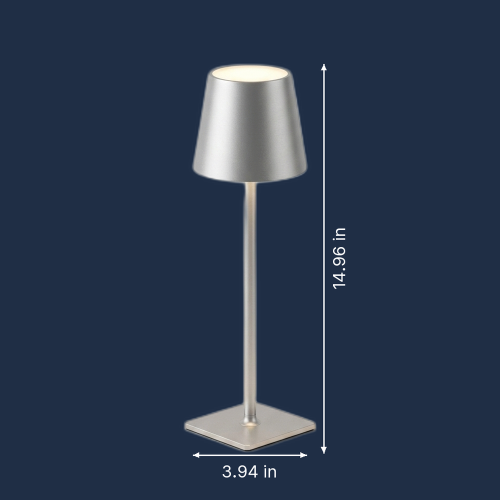 Sentinel - Tall Cordless Touch-Dim Lamp - Aluminum LED with Three-Tone Warmth dimension drawing