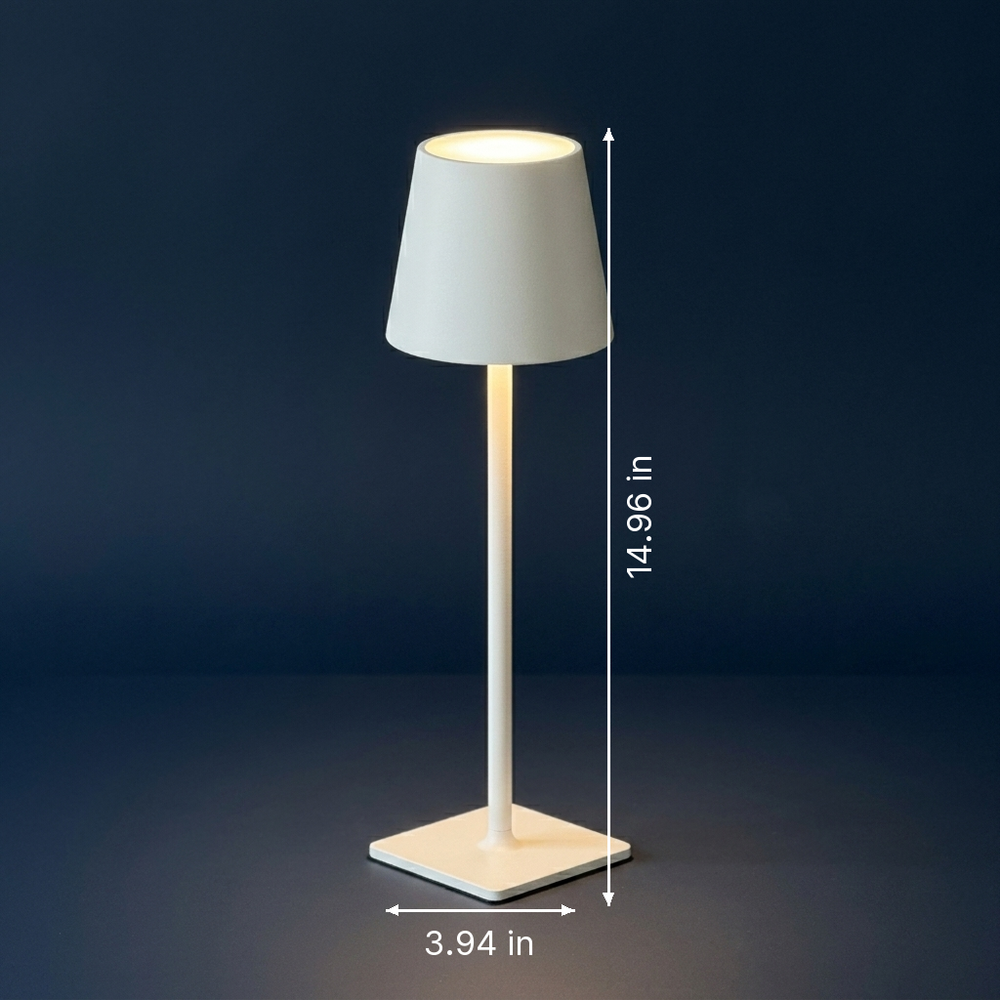 Sentinel - Tall Cordless Touch-Dim Lamp - Aluminum LED with Three-Tone Warmth dimension drawing