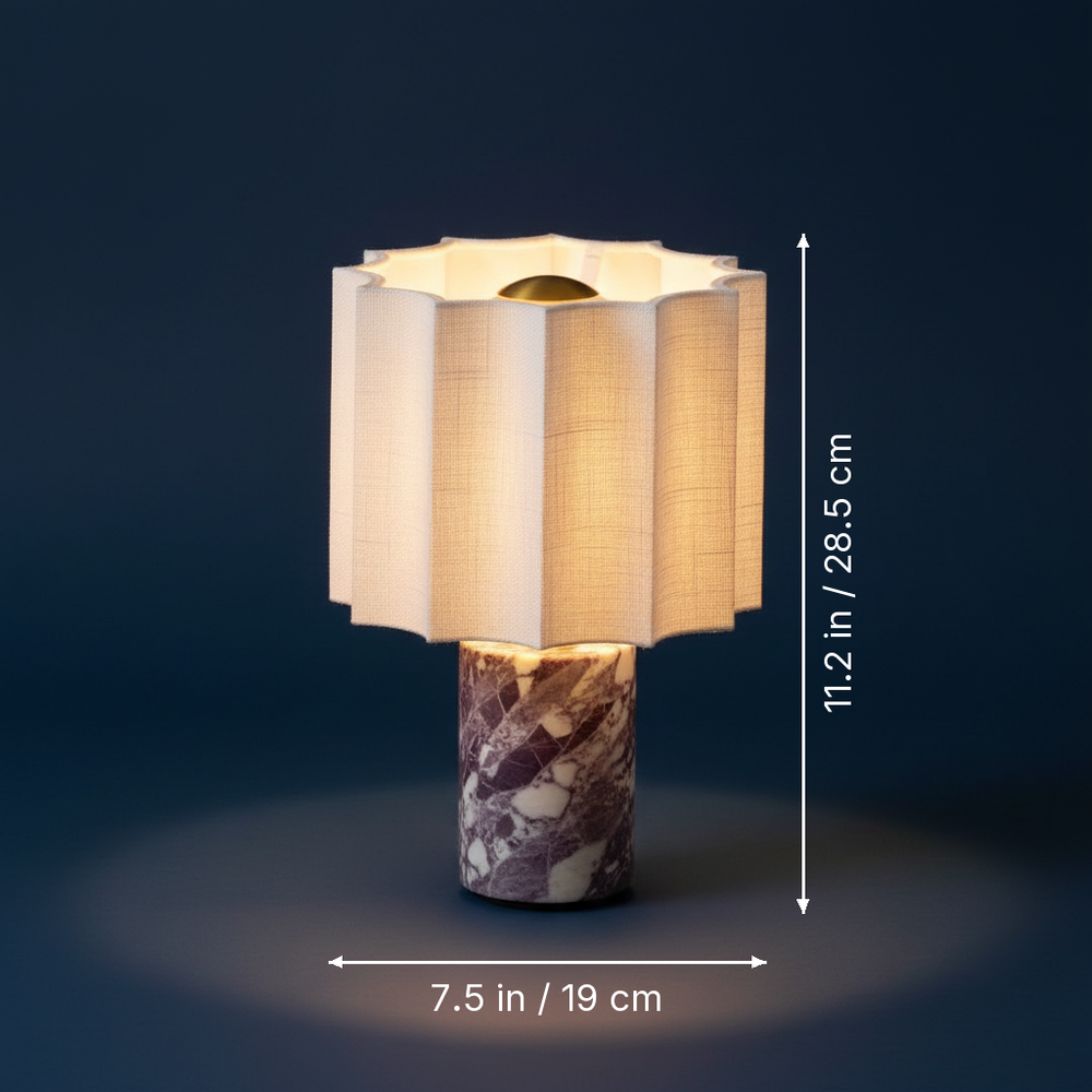 Stria - Rechargeable Marble Table Lamp dimension drawing