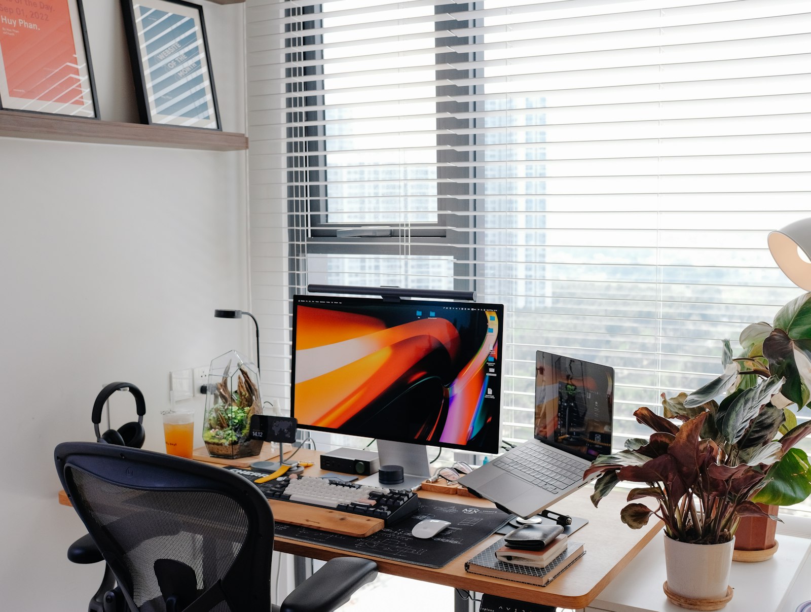 Modern, well-organized home office with everything neatly in its place