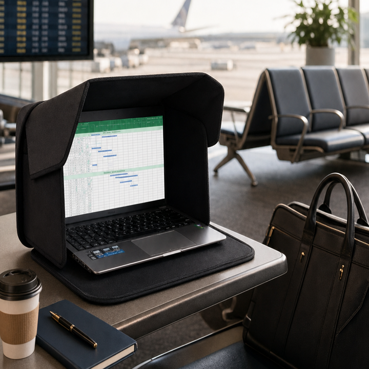 Foldable Privacy Laptop Sleeve &amp; Sun Protector - Portable Workstation Case