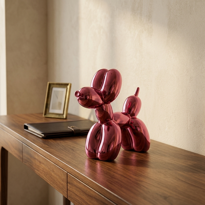 Chrome - Balloon Dog Sculpture - Mirror-Polished Statement Piece in pink