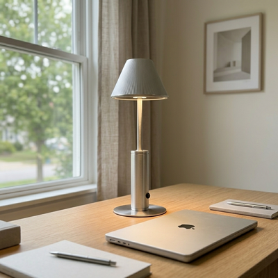 Candela - Cordless Tableside Lamp - Touch-Dim LED with Three-Tone Warmth in silver