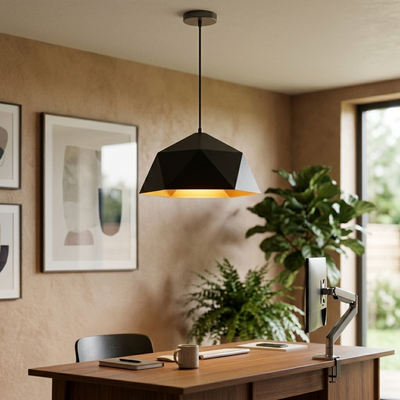 Polygon - Geometric Pendant Light - Architectural Pendant Fixture in black