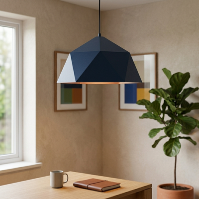Polygon - Geometric Pendant Light - Architectural Pendant Fixture in blue
