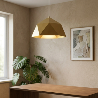 Polygon - Geometric Pendant Light - Architectural Pendant Fixture in gold