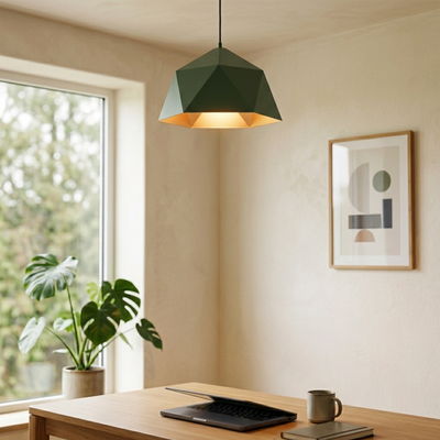 Polygon - Geometric Pendant Light - Architectural Pendant Fixture in green
