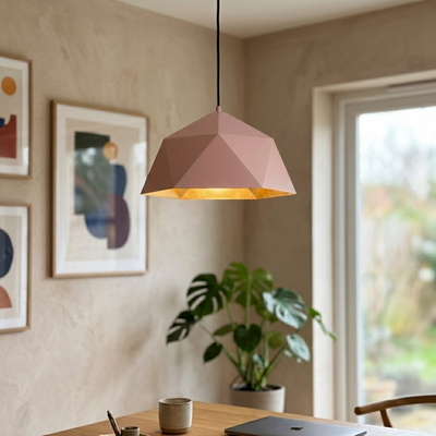 Polygon - Geometric Pendant Light - Architectural Pendant Fixture in pink