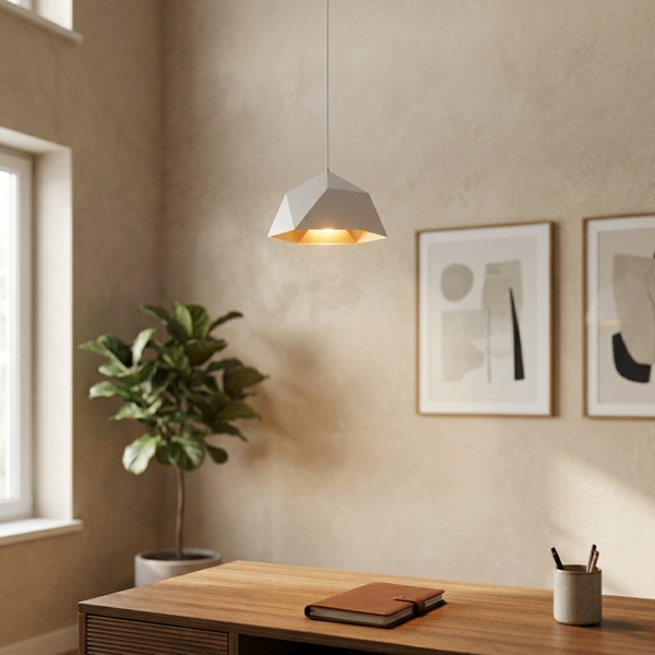 Polygon white in a workspace, light on