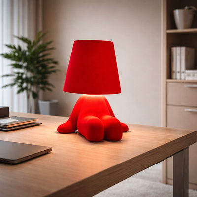 Atlas - Golden Man Table Lamp Night Light in red