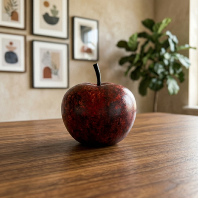Orchard - Hand-Painted Apple Sculpture - Mid-Century Modern Accent in red