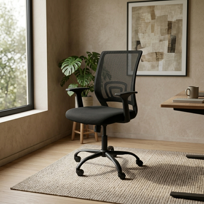 Pivot - Mesh Back Task Chair - Swivel Office Seat in black
