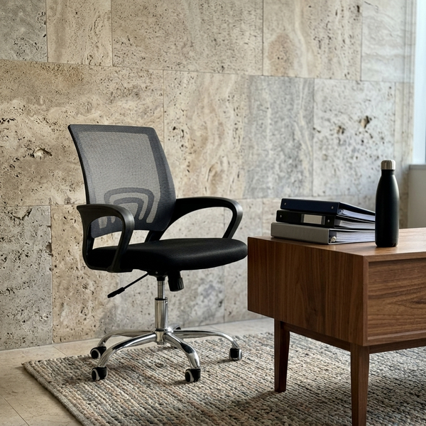 Mesh Back Task Chair, gray in a workspace
