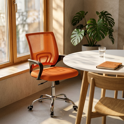 Pivot - Mesh Back Task Chair - Swivel Office Seat in orange