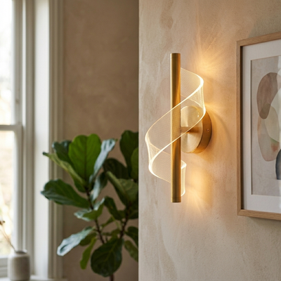 Ribbon - Modern Acrylic Wall Light - Artistic Smart Accent Fixture in gold