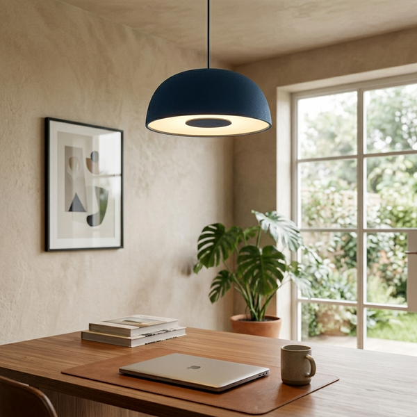 Cupola - Nordic Dome Flush-Mount Ceiling Light - Matte Macaron, blue in a workspace