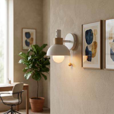 Macaron - Nordic Wood Dome Wall Sconce - Pastel Accent Light in white