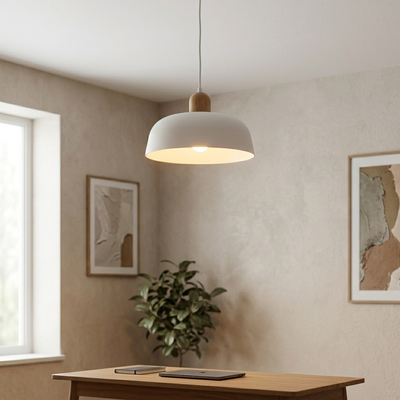 Birch - Nordic Wood Pendant Light - Minimalist Hanging Ceiling Fixture in white