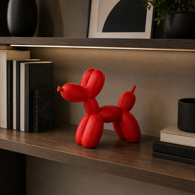 Confetti - Pop-Art Balloon Dog Sculpture - Colorful Resin Sculpture in red