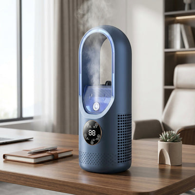 Mistral - Portable Air Cooler & Humidifier - Quiet Desk Cooling Fan in blue