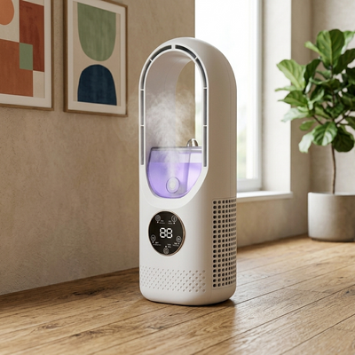 Mistral - Portable Air Cooler & Humidifier - Quiet Desk Cooling Fan in white