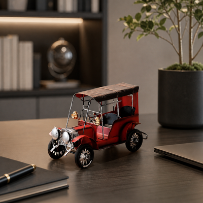 Roadster - Retro Iron Classic Car Model - Vintage Desktop Decor in red