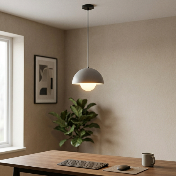 Bloom Gray in a workspace, light on