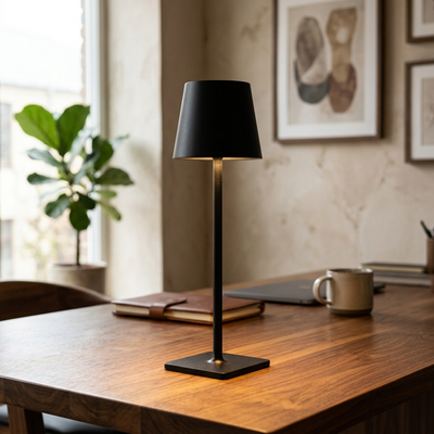 Sentinel - Tall Cordless Touch-Dim Lamp - Aluminum LED with Three-Tone Warmth in black