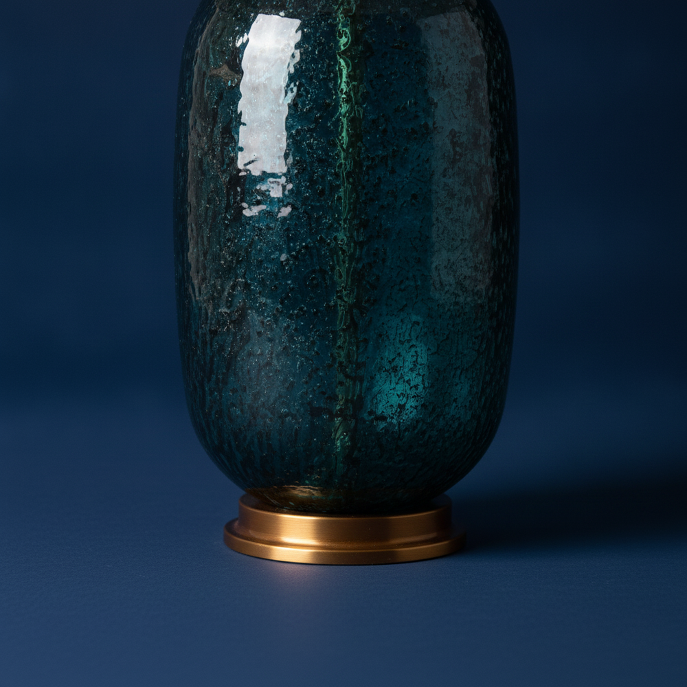 Anfora - Glass Vase Table Lamp, blue base close up detail