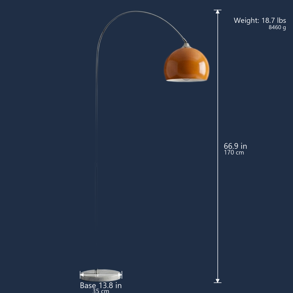Arc - Floor Light - Marble Base Dome Shade dimension drawing