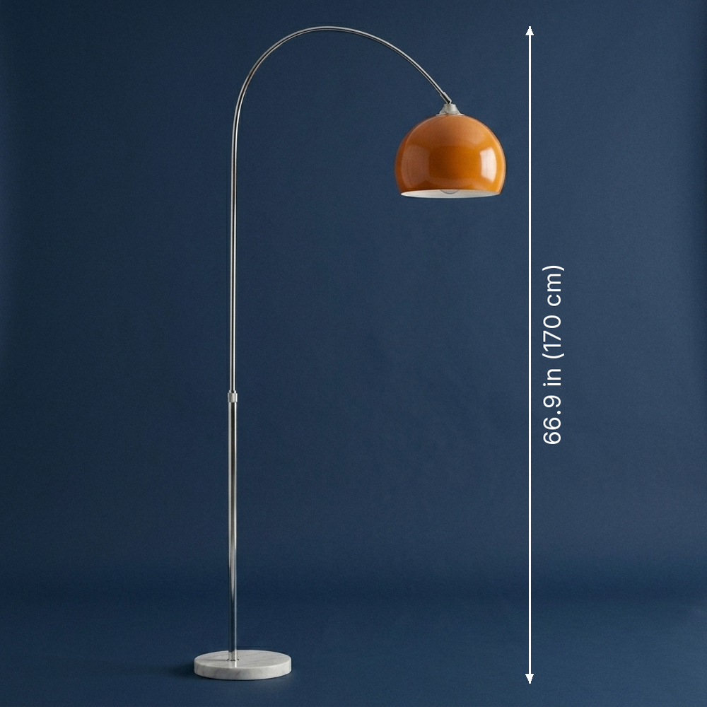 Arc - Floor Light - Marble Base Dome Shade dimension drawing