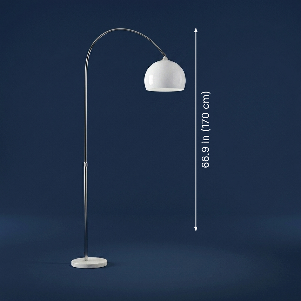 Arc - Floor Light - Marble Base Dome Shade dimension drawing