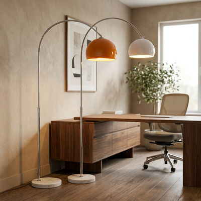 Arc - Floor Light - Marble Base Dome Shade