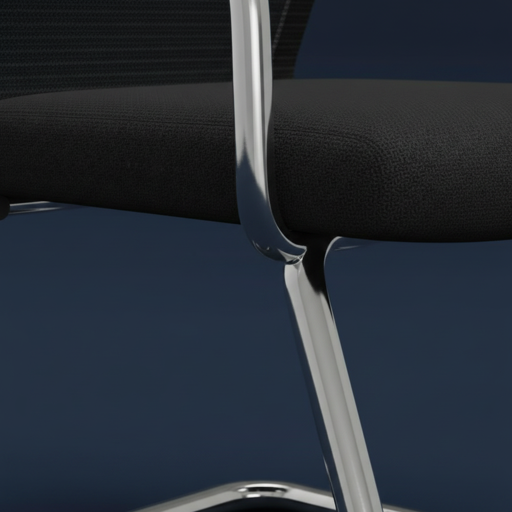 Arco - Cantilever Guest Chair, band mesh black base close up detail